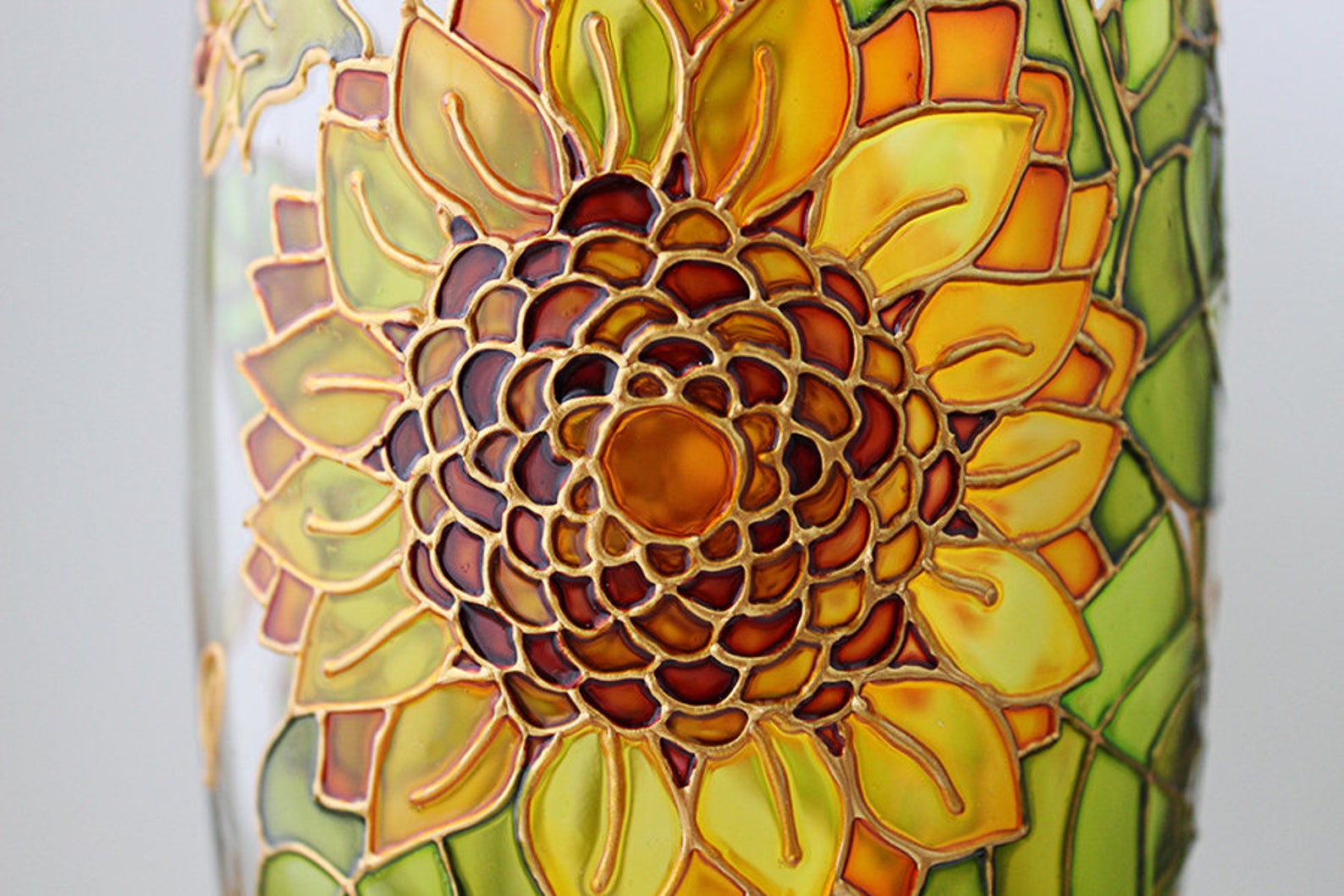 Sunflower Glass Vase Flower Vase Decorative Vase Anniversary Etsy