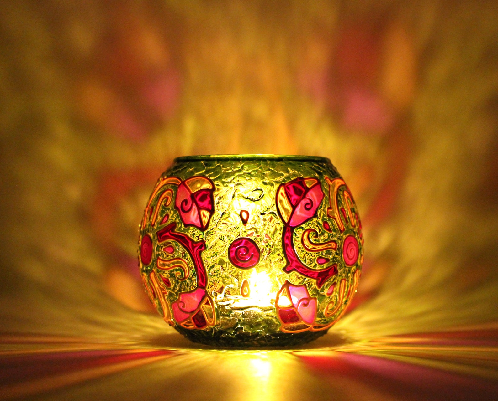 Spiral Leaves Green Candle Holder Christmas Gift Glass Votive Etsy