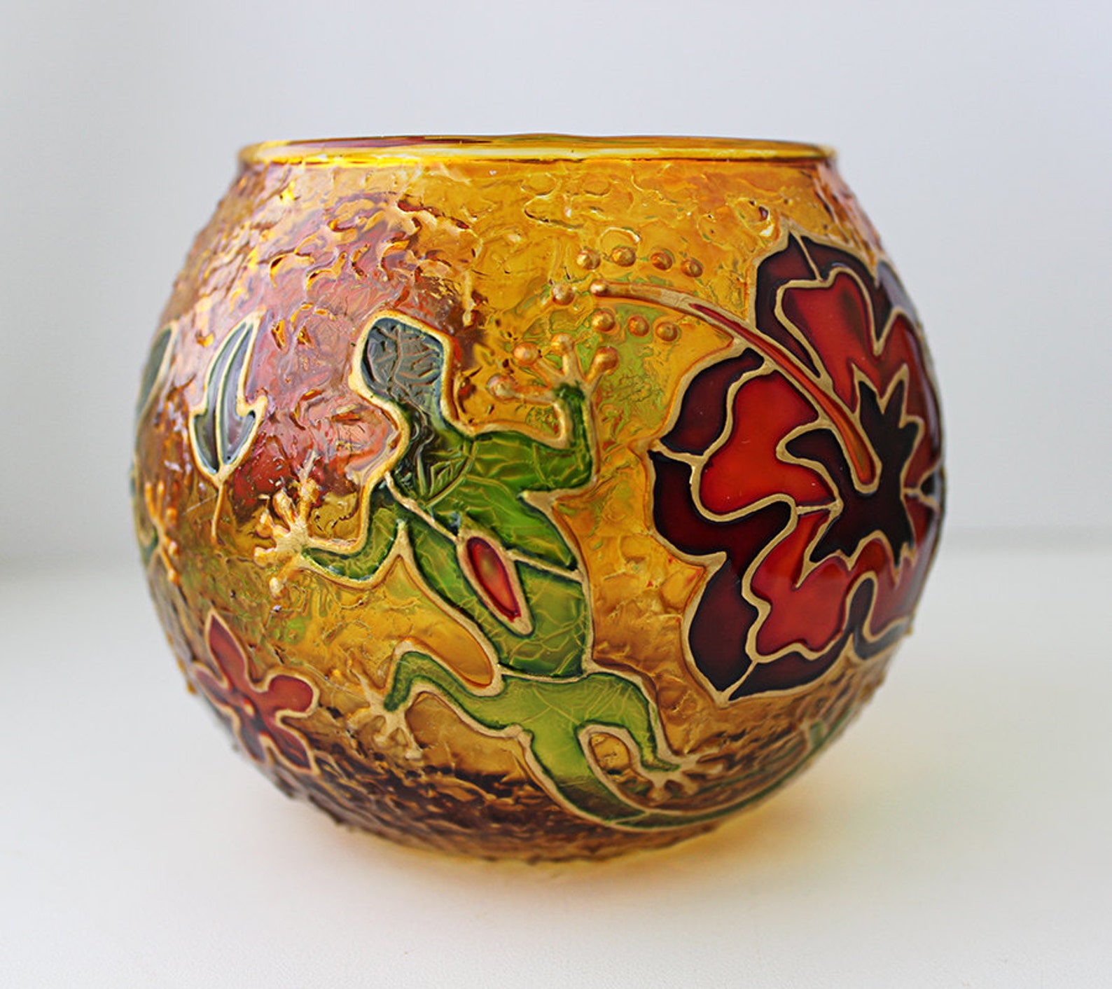 Hawaiian Glass Candle Holder / Hibiscus Candleholder / Votive Etsy