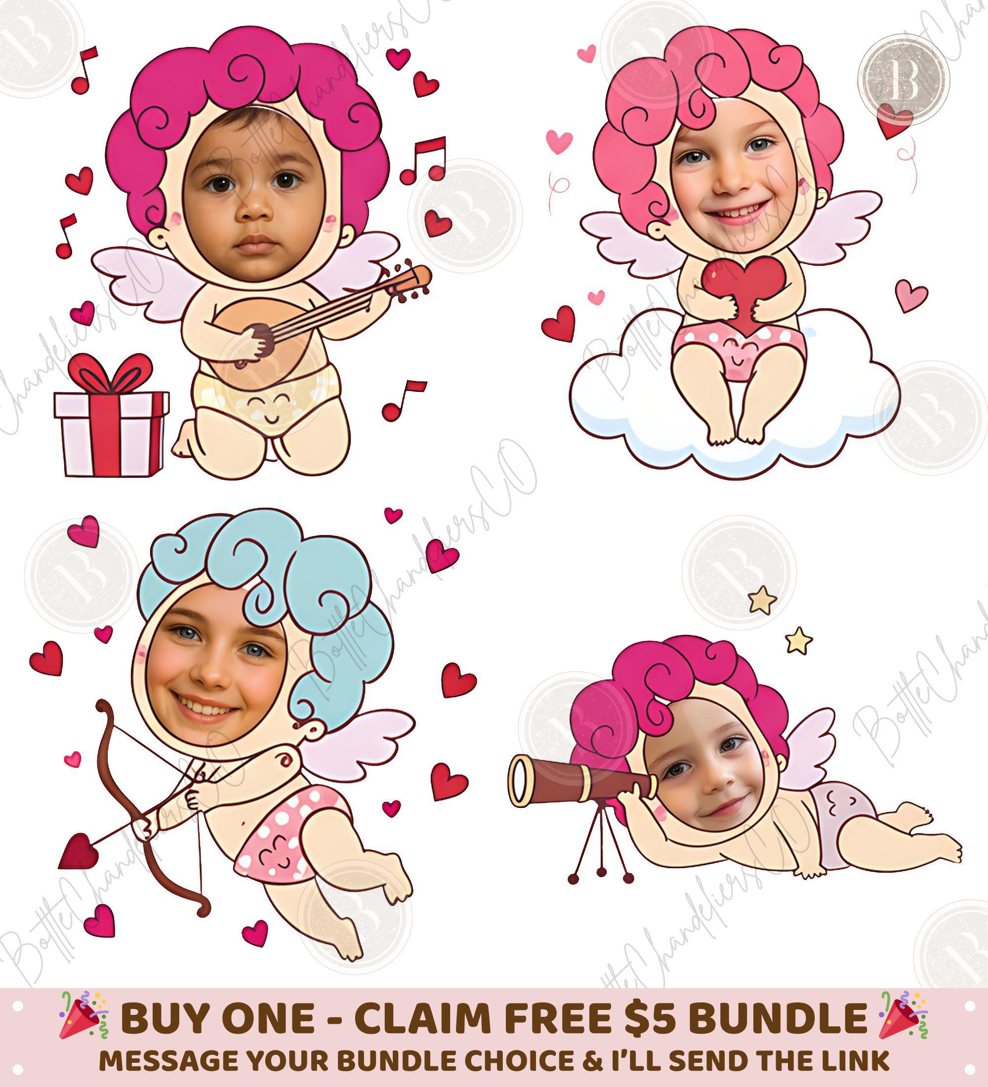 Cupid Valentine Canva Template, 6 PNG Pink Heart, Valentine's Day ...