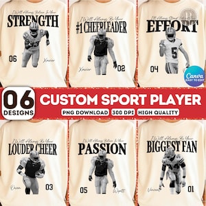 Custom Football Player Canva Template, 6 PNG Biggest Fan, Game Day Editable, Sport Player Png, Sport Teams Template, Family Gift Png