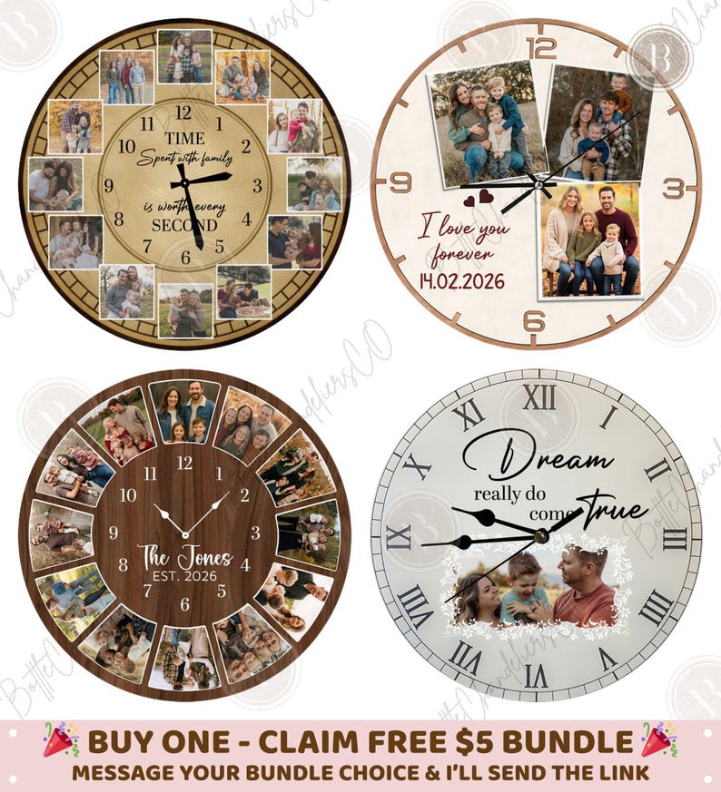 Forever Time Clock Custom Clock Photo Canva Template, 6 PNG Round Clock, Custom Family ...