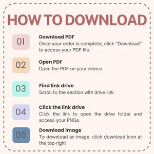 Pu&ograve; includere: Una guida intitolata "COME SCARICARE" con passaggi numerati. I passaggi includono il download di un PDF, l'apertura del PDF, la ricerca di un'unit&agrave; di collegamento, il clic sull'unit&agrave; di collegamento e il download di un'immagine. Lo sfondo &egrave; beige chiaro con un bordo a puntini.