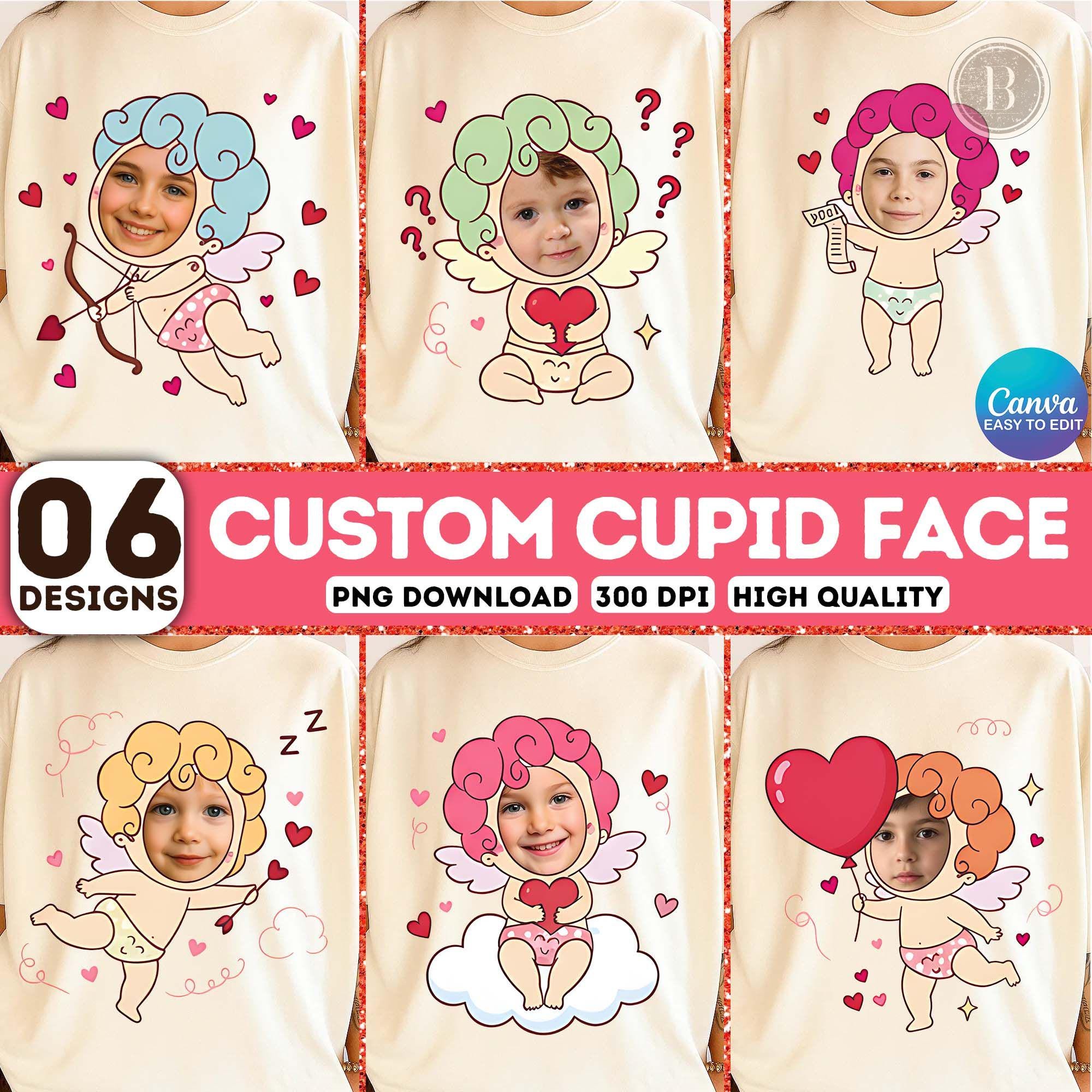Cupid Valentine Canva Template, 6 PNG Pink Heart, Valentine's Day ...