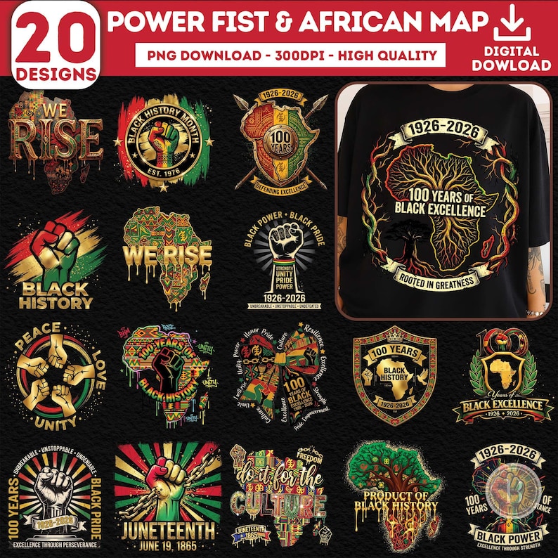 African Map Png Bundle, 20 PNG Black History Power Fist, Black ...