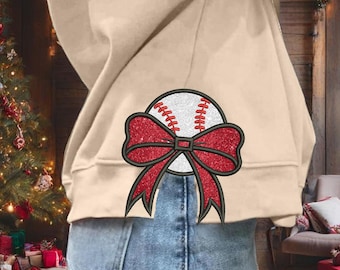 Baseball Side Bow Applique Embroidery Design, Baseball Cut Out Sweatshirt Embroidery Design, Bow Appliqué Embroidery Design,Instant Download
