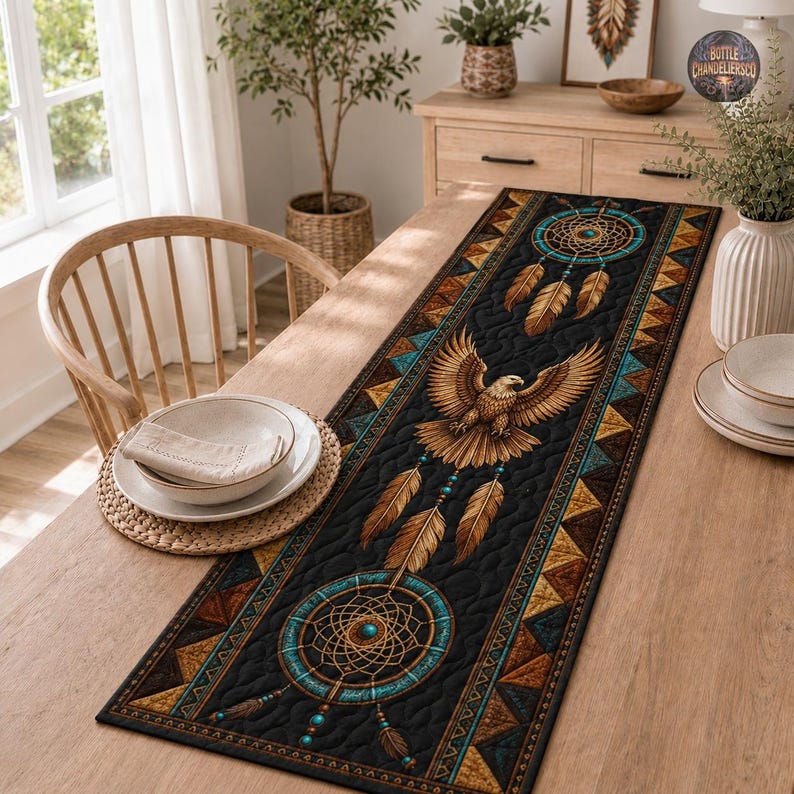 Eagle Dreamcatcher Quilt Table Runner, Native American Table Runner ...
