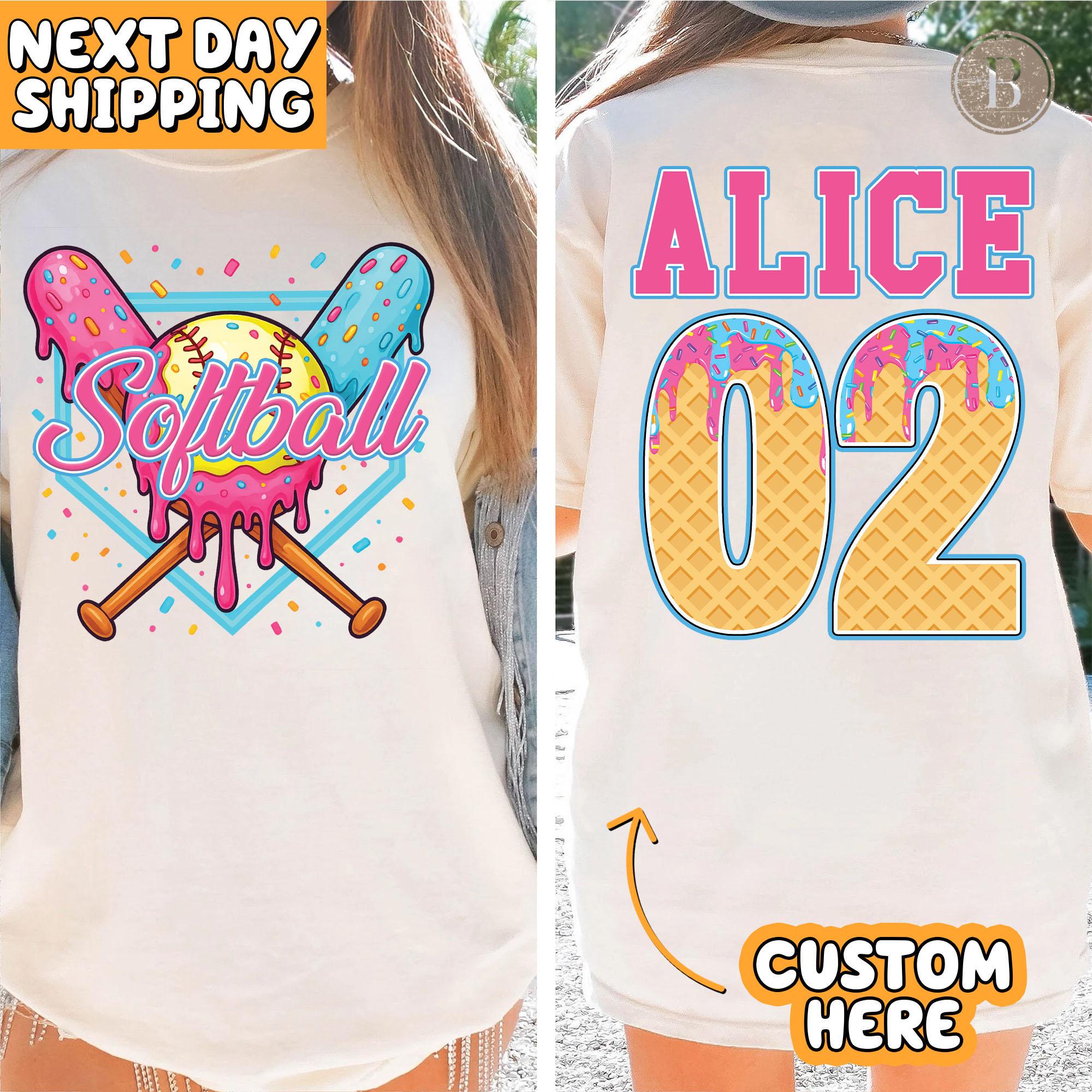 Personalized Softball Drip Mom Shirt, Ice Cream Drip Shirt, Customized Softball Shirt, Team Mom Sweatshirt, Mom Sweatshirt, Softball Hoodie