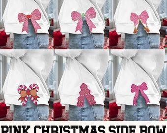 Bow Christmas Embroidery File - Holiday Bow Embroidery File Bundle, Side Bow Applique Embroidery Design, Various Sizes, Instant Download