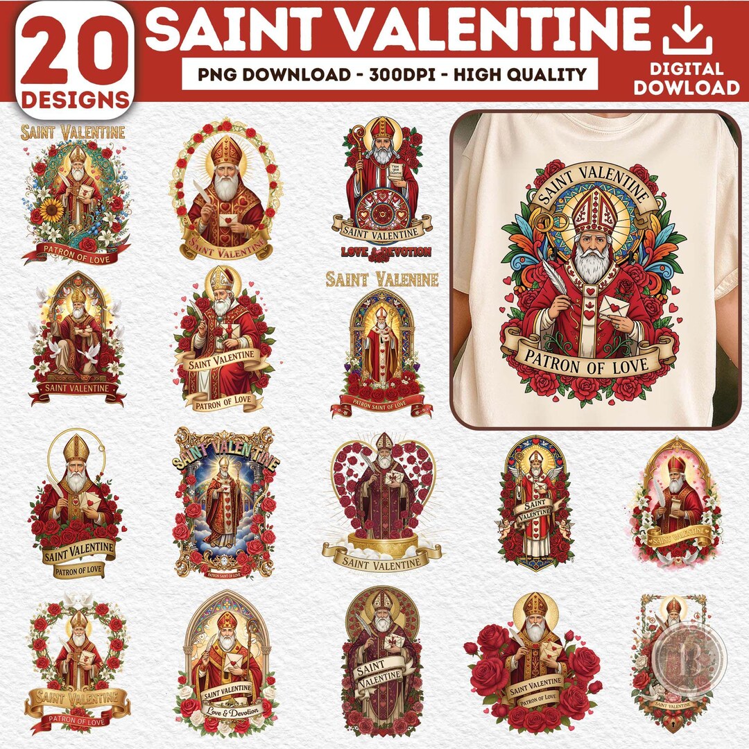 Saint Valentine Png Bundle, 20 PNG Patron of Love, Christian Region Png ...