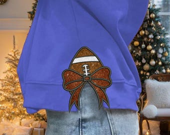 Football Side Bow Applique Embroidery Design, Football Cut Out Sweatshirt Embroidery Design, Bow Appliqué Embroidery Design,Instant Download