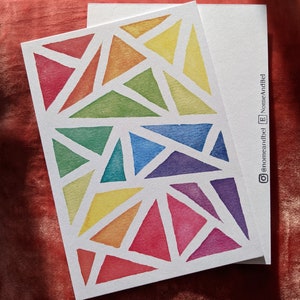 Rainbow Triangle Postcard - Tarjeta de notas de acuarela - Resumen
