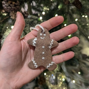 Gingerbread Man Christmas Ornament. Handmade Salt dough gingerbread decoration