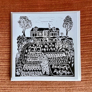 Carte Cottage impression/linogravure Garden Lino