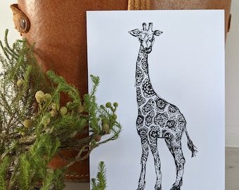 Carte Postale Girafe / Impression A6
