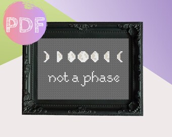 Not A Phase Moon Cross Stitch PDF Pattern | Modern Cross Stitch