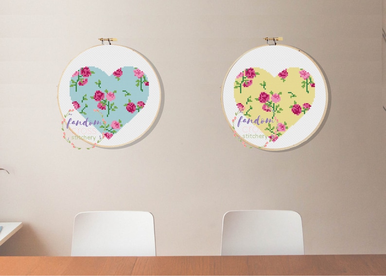 Vintage Floral Heart Cross Stitch PDF Pattern Floral Heart ...