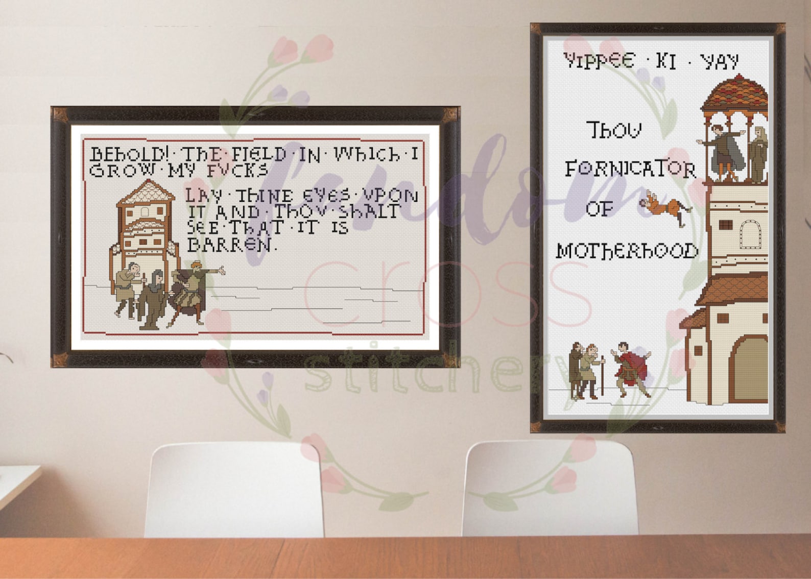 Yippee Ki Yay Thou Fornicator of Motherhood Cross Stitch PDF Pattern