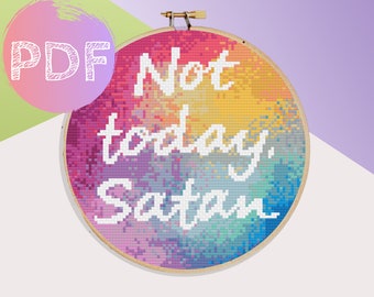 Rainbow Not Today, Satan Cross Stitch PDF Pattern Subversive Modern Cross Stitch | Geek Cross Stitch Pattern | Rainbow Cross Stitch Pattern