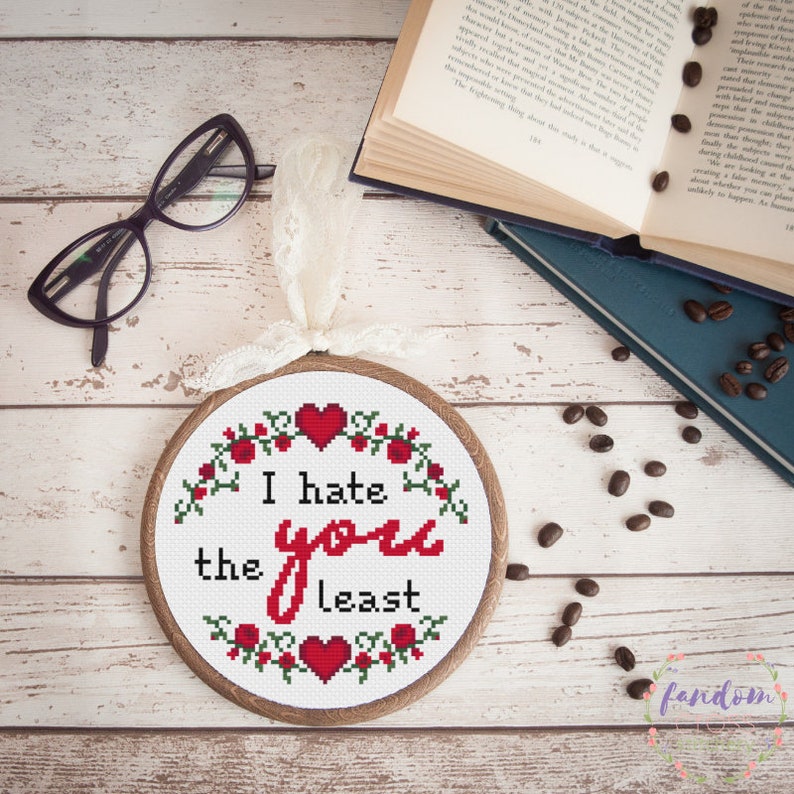 I Hate You The Least Cross Stitch PDF Pattern Instant Digital Download Valentine's Day Cross Stitch Pattern Valentine's Day Gift Love image 6