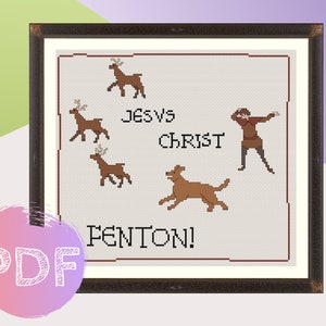 Jesus Christ Fenton Cross Stitch PDF Pattern | Medieval Meme Cross Stitch | Bayeux Tapestry Cross Stitch