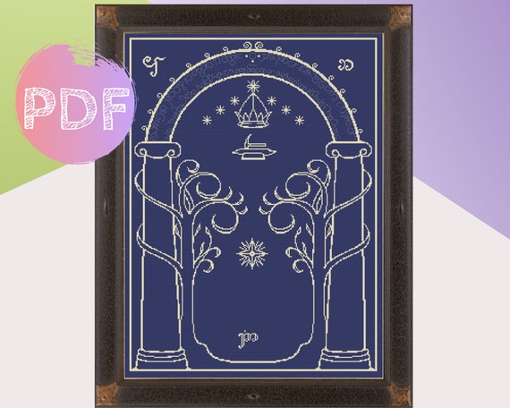 Doors Of Durin Cross Stitch Pdf Pattern Fantasy Cross Stitch Etsy
