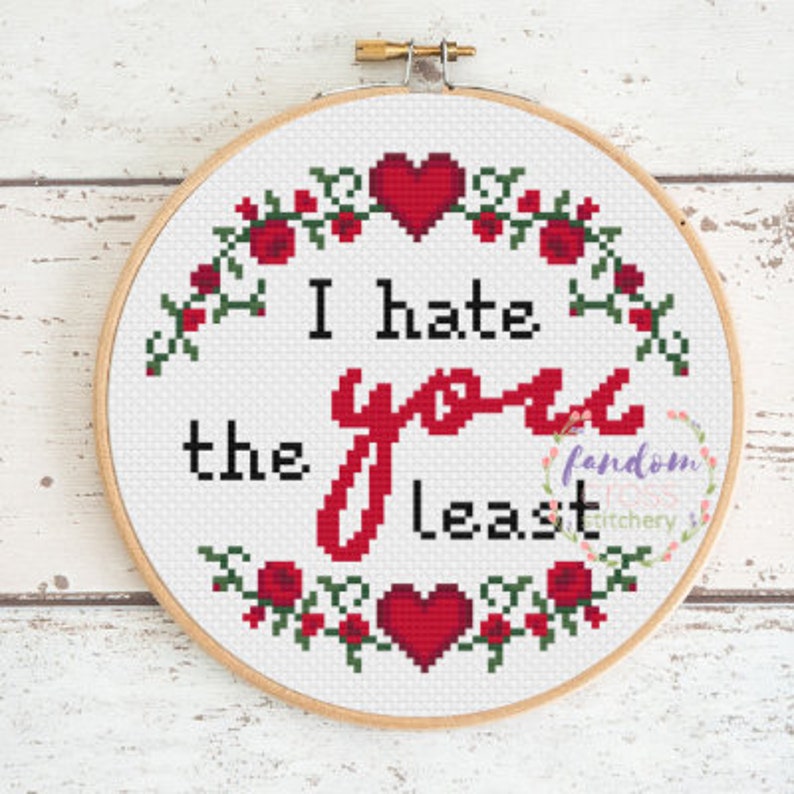 I Hate You The Least Cross Stitch PDF Pattern Instant Digital Download Valentine's Day Cross Stitch Pattern Valentine's Day Gift Love image 3