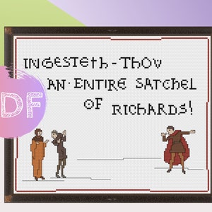 Ingest A Satchel Of Richards Cross Stitch PDF Pattern, Medieval Meme, Bayeux Tapestry, Eat A Bag Of Dicks