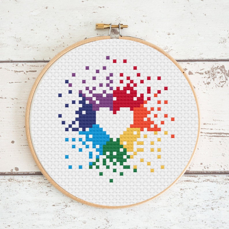 Mini Rainbow Heart Cross Stitch PDF Pattern Modern Cross Stitch Rainbow Cross Stitch Pattern image 5