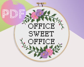 Office Sweet Office Cross Stitch PDF Pattern | Workroom Office Cross Stitch Pattern