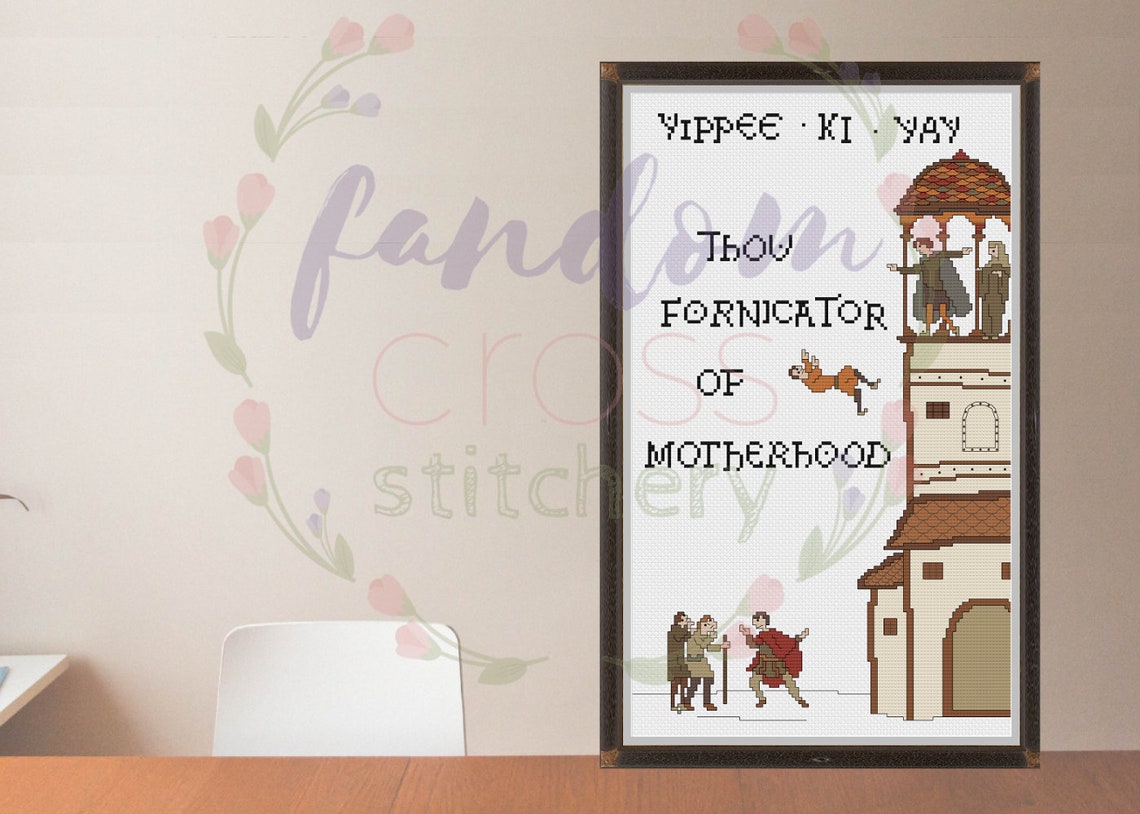 Yippee Ki Yay Thou Fornicator of Motherhood Cross Stitch PDF Etsy UK