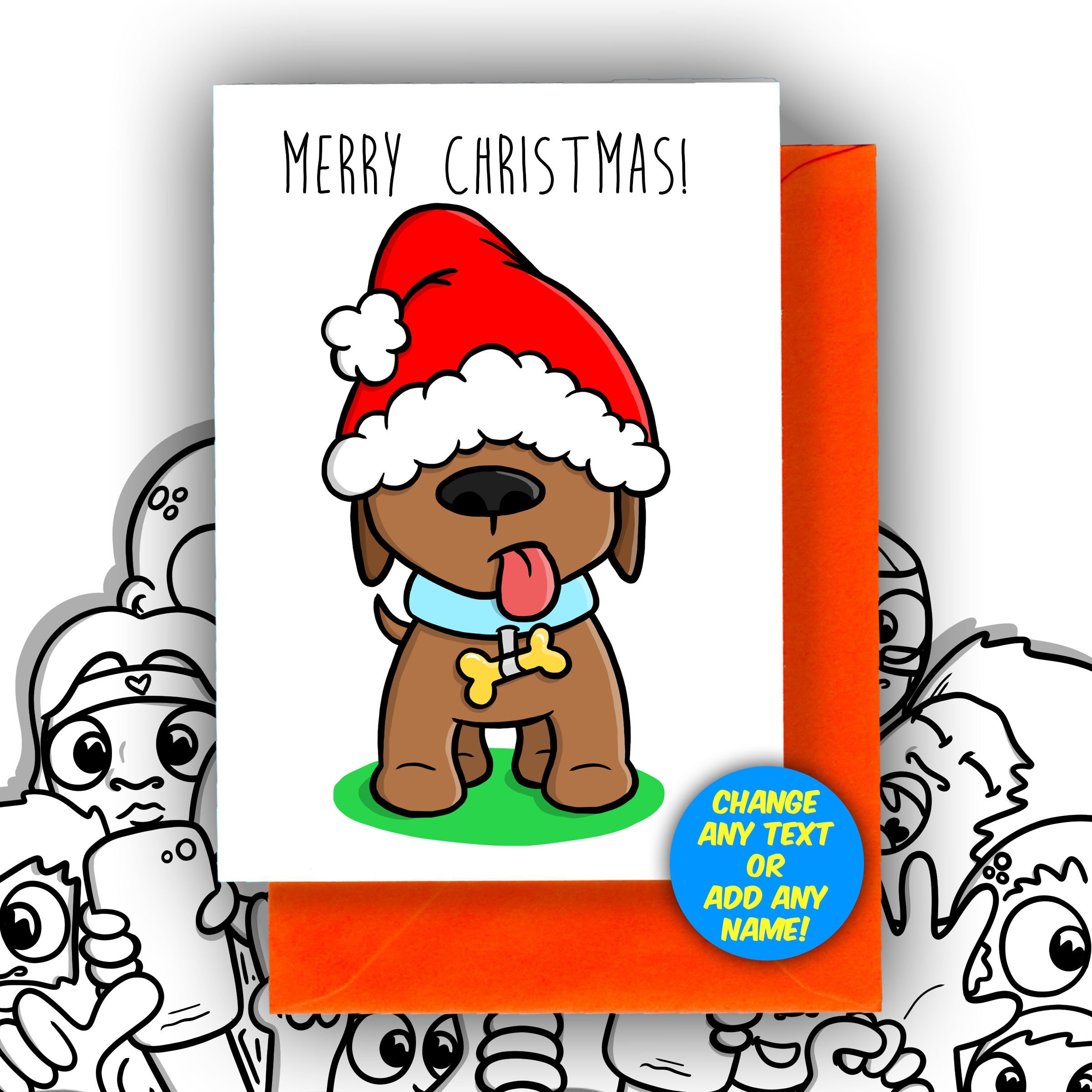 cute-christmas-dog-blank-card-a6-greeting-card-christmas-etsy
