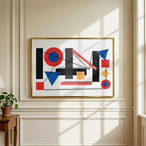 Bauhaus Constructivism Poster | Modern Minimalist Wall Art with Bold Retro Shapes | Nordic Style Print for Art Lover | For Futuristic Studio