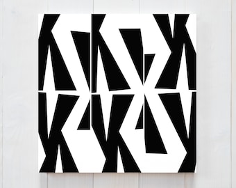 037 Abstract Black and White Poster|Square Size|Abstract Elements on Three Panels| Hard Edge Composition|Limited Edition