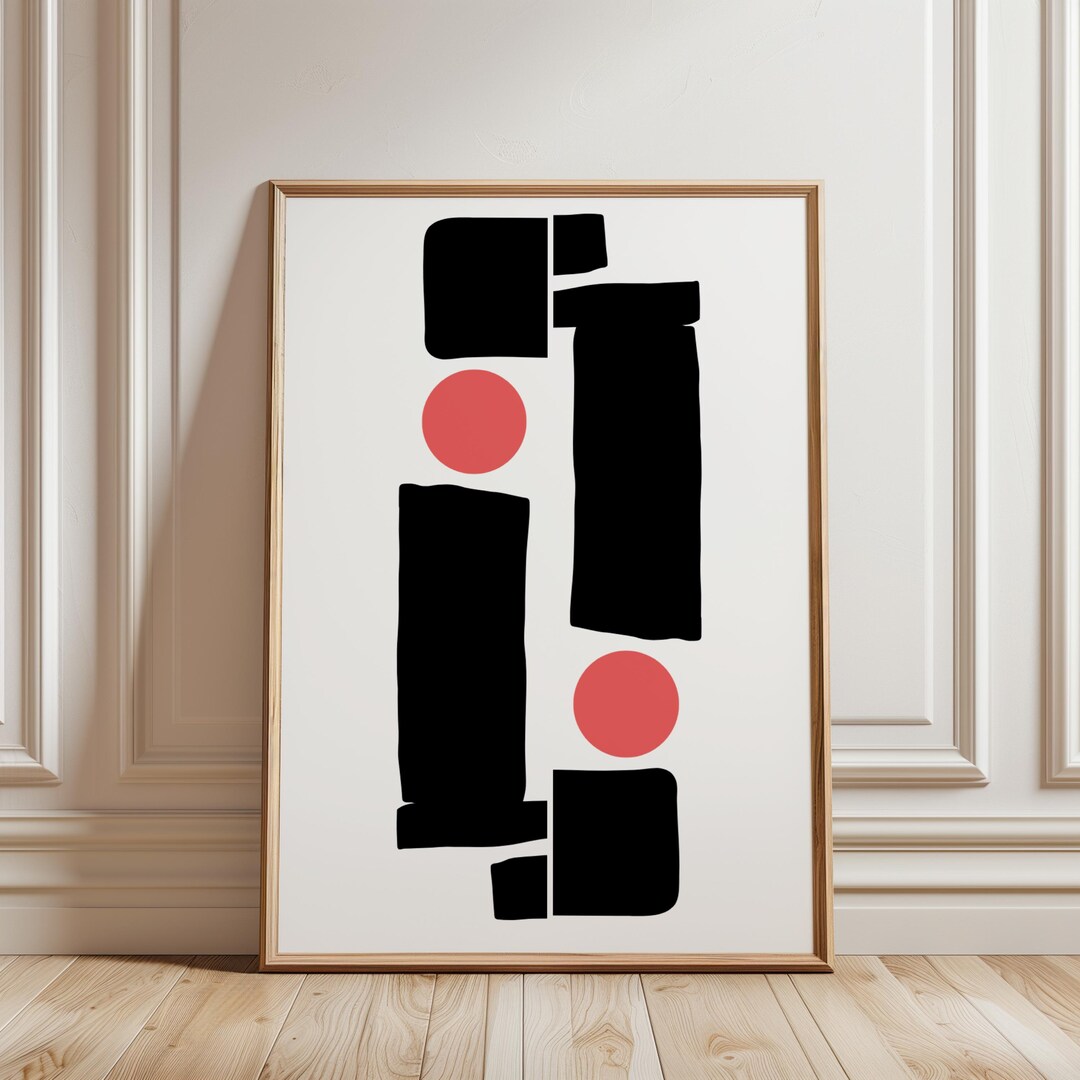 Minimalist Abstract Wall Art Print | Black Geometric Shapes Poster With ...