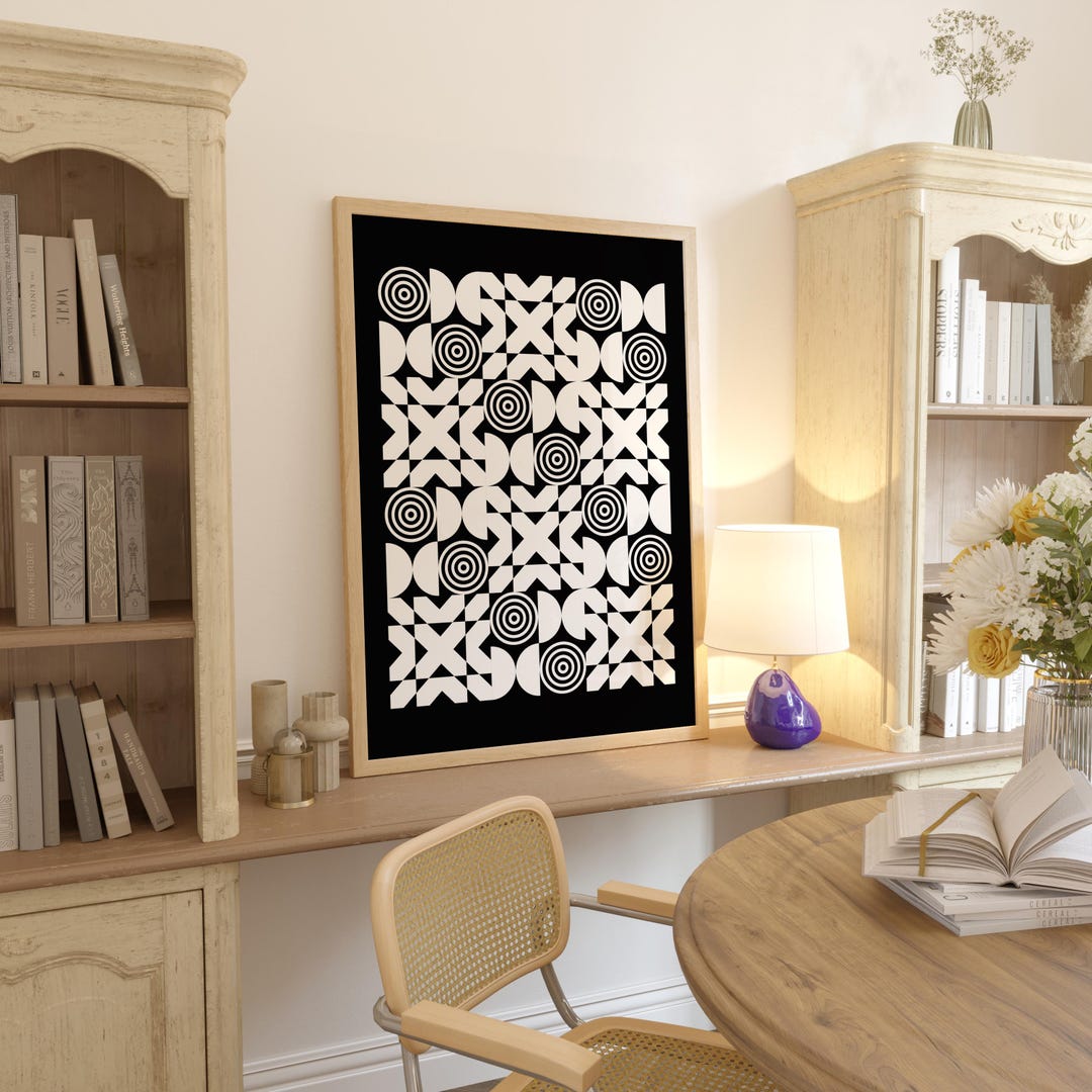 Optical Geometric Wall Art – Black and White Abstract Print | Modern ...