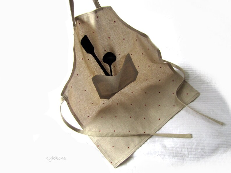 Handmade Children Apron Stars Linen Baking Cookies Cook Dinner Pocket Kids Child Birthday Present Gift Handmade by Rykkens Aprons