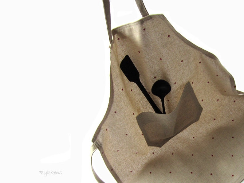 Handmade Children Apron Stars Linen Baking Cookies Cook Dinner Pocket Kids Child Birthday Present Gift Handmade by Rykkens Aprons