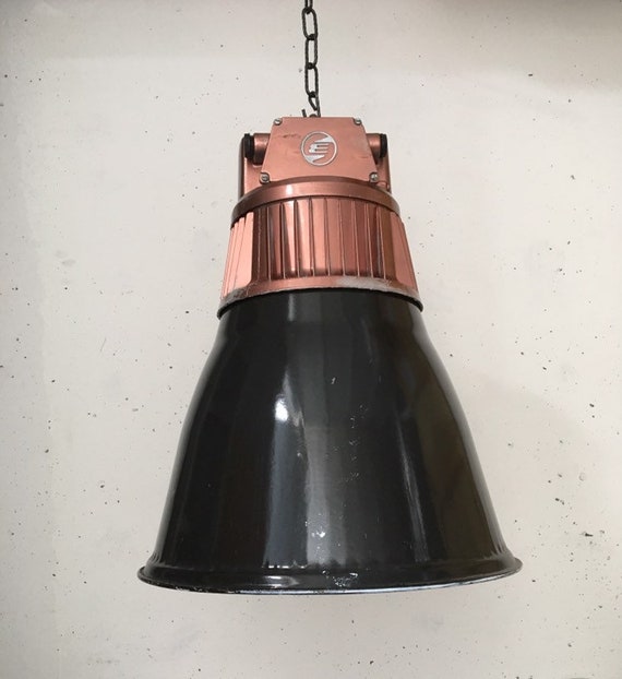 Original Vintage Enamel Industrial Factory Lamp /"EMATRE-S/" Hemispherical Ø 38 cm