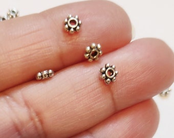 Distanziatore Biconico Rigato In Stile Tibetano Color Argento Da 0.6 Cm - 20 Pz - Distanziatori - Foto 2