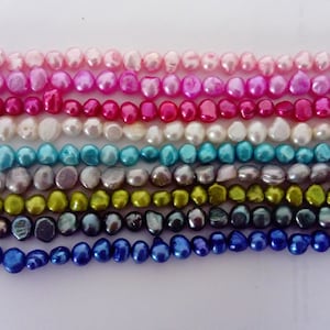 High Quality  AAA, Freshwater Pearls, 7~8.5mm, Baroque Nugget Potato Pearl Beads, Button Pearls,  Strand 15"( 53-56 beads) choose colour