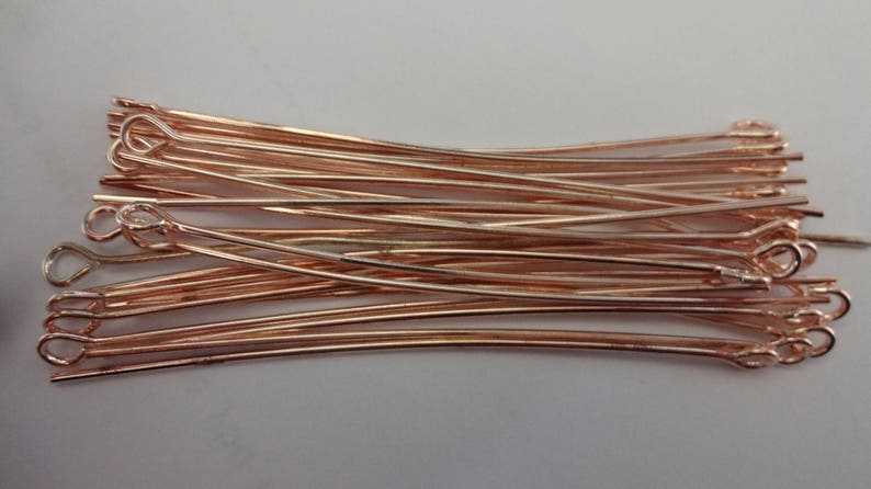 Eyepins 50mm Lovely Rose Gold Plated Brass Straight Eye Pins Various packs