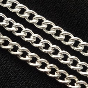 4 Feet, Premium ULTRA Strong Bright Silver Plated Twist Curb Chain 5.8mm x 4mm Quality Plated Silver Chain