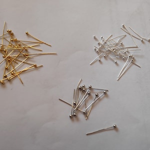 Lot de 100 épingles à tête à bille, 20 mm x 0,5 mm (calibre 24), épingles à tête à bille, 3 couleurs au choix.