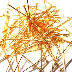 BULK 100 - 1000 Stück - 40mm Goldfarbe überzogene Nietstifte, Flachkopfstifte/Nietstifte Golden