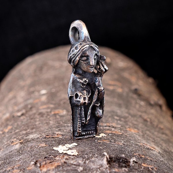 Op Völva-Noorse inspiratie geïnspireerd - Viking heidense heks bronzen hanger amulet