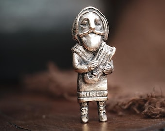 Bragi Norse myths inspired bronze pendant  Viking Pagan amulett