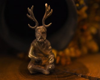 Cernunnos and Animals Gothic Figurine Myth Bronze Pagan God Decor Ornament Gift