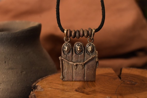The Norns norse mythology inspired bronze pendant - Triple goddess amulett fate and destiny