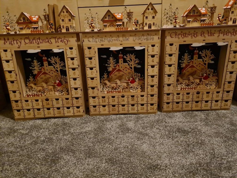 Christmas Advent Calendar Wooden Advent Calendar Fill Etsy